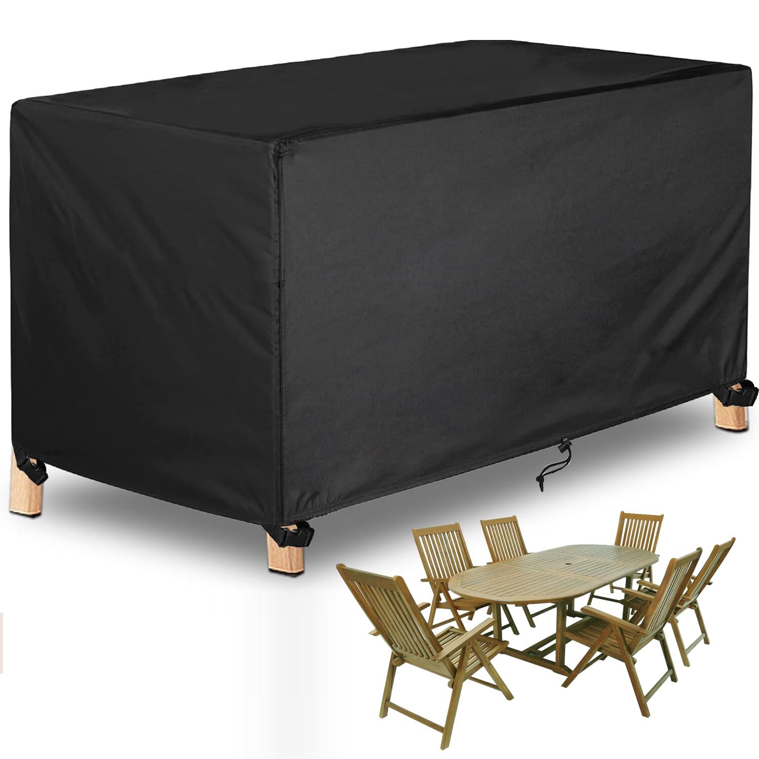 PVPQPR Garden Furniture Covers Waterproof 185x90x75cm/LxWxH 420d Heavy Duty Cube Patio Furniture Cover,Outdoor Patio Rattan Sofa Table and Chair Set Cover,With Windproof Buckles