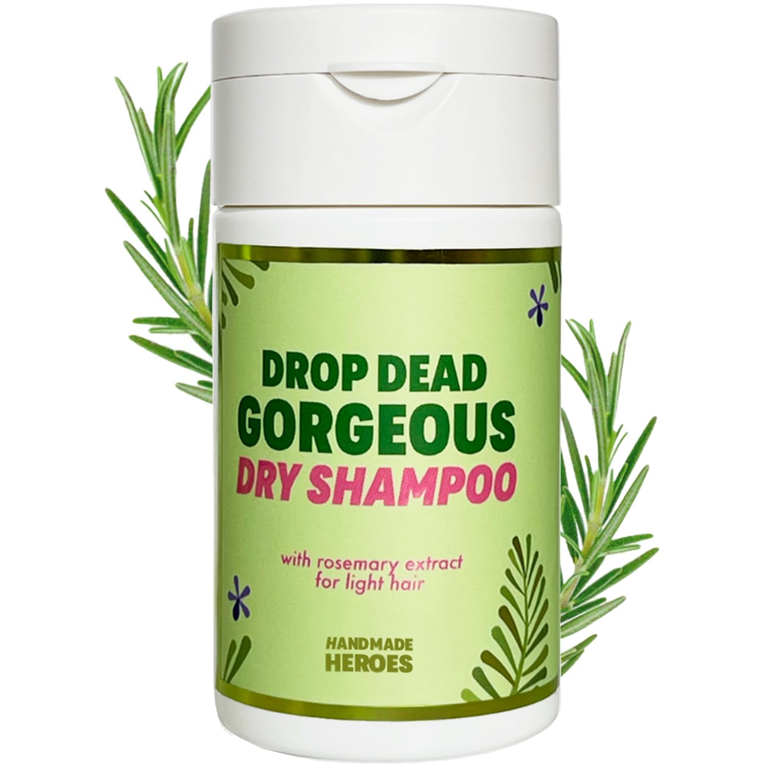 Handmade Heroes Dry Shampoo with Rosemary Oil for Hair Growth Healthier Looking Hair Volumizing Non Aerosol Drop Dead Gorgeous Dry Shampoo Rosemary 1.8oz (Light to Medium 1pc)