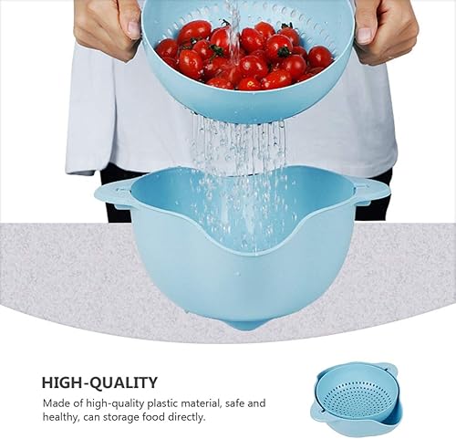 Miniatura 9 de Cabilock Cesta de drenaje multifunción para cocina, colador de frutas para fácil lavado de verduras, diseño de plástico, estilo elegante hueco para