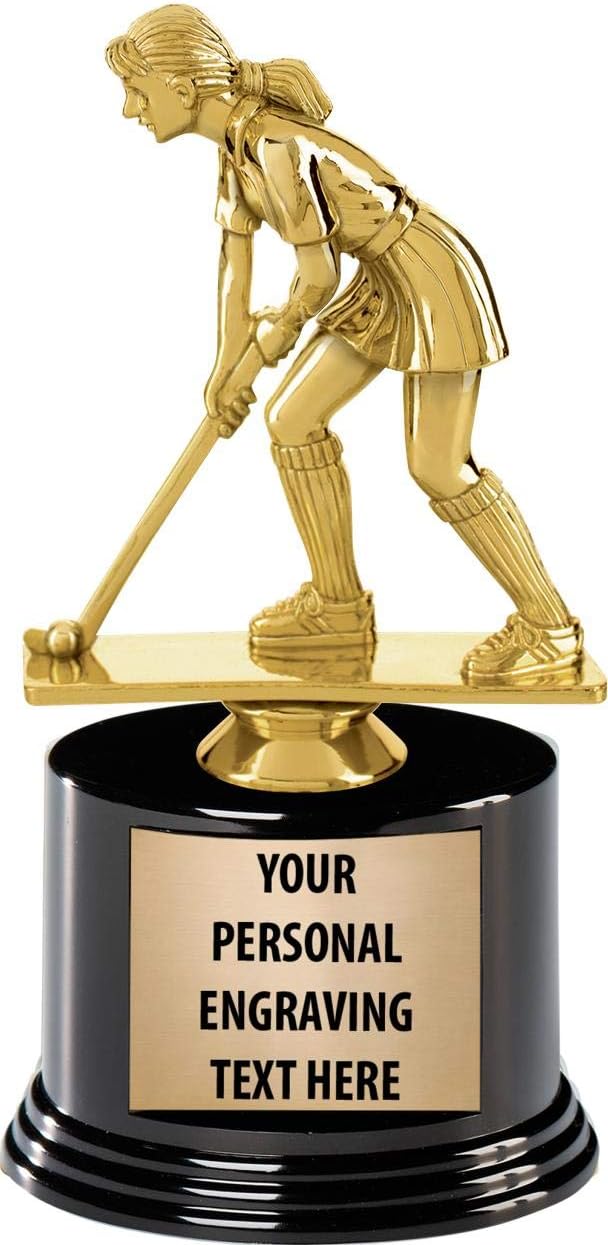 Crown Awards Field Hockey Trophies with Custom Engraving, 7.25" Personalized Girls Field Hockey Trophy On Deluxe Round Base Prime