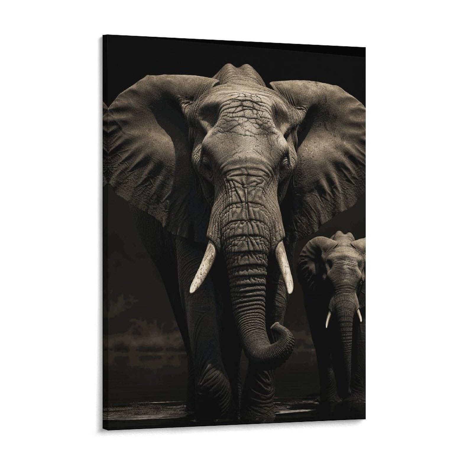 Elephant Black Canvas Wall Art for Bedroom 12x16inch Canvas Prints Artwork for Walls Modern Picture Artwork Painting for Living Room Aesthetic Wall Paintings for Bathroom Kitchen Office Decor