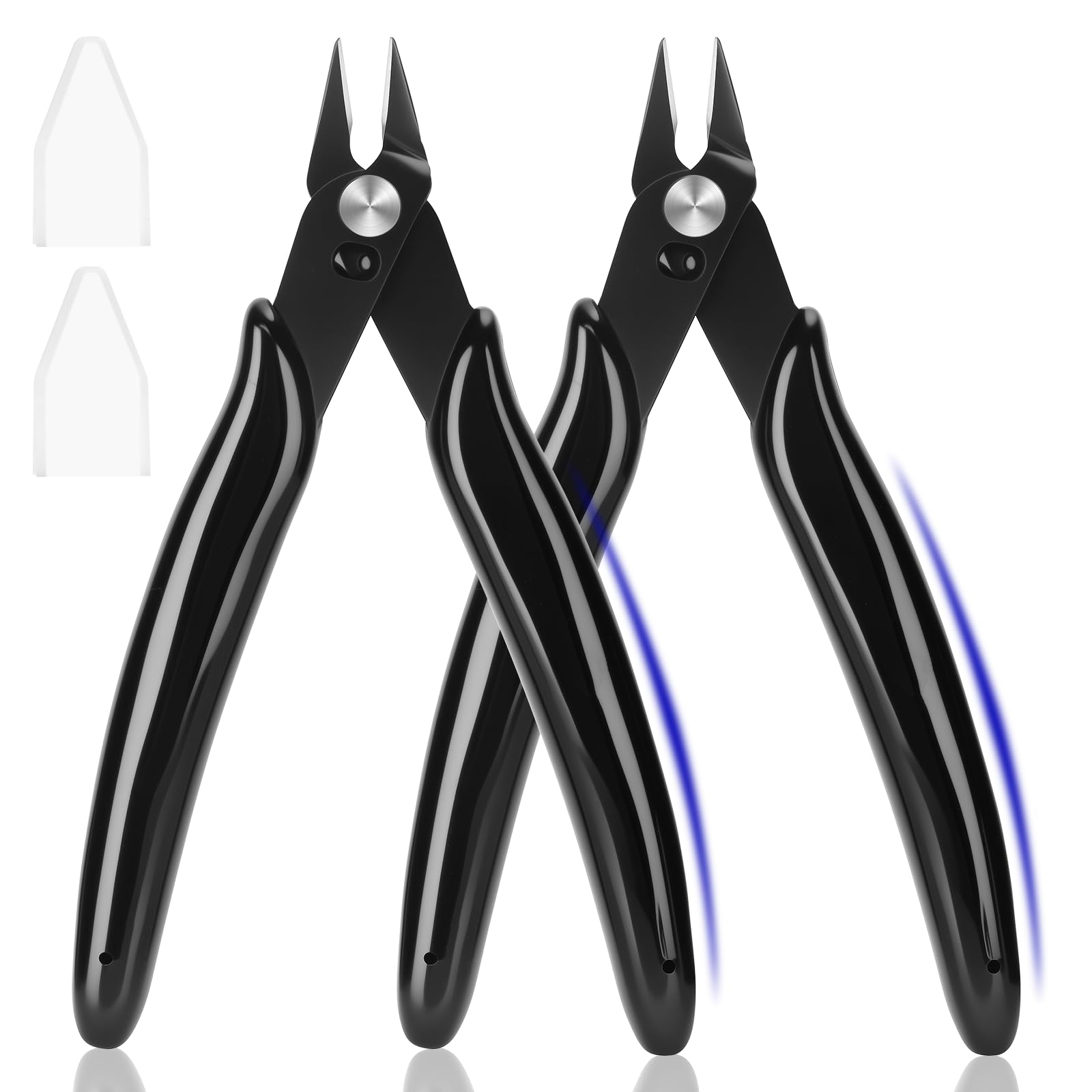 Photo 1 of *1 damaged* EamPrsk 5 Inch Flush Cutters, 2 Pack Micro Wire Cutters, Sharp Zip Tie Cutter, Precision Wire Cutters for Crafting, Jewelry Making, Plastic Models, 3D Print, Electronics, Floral