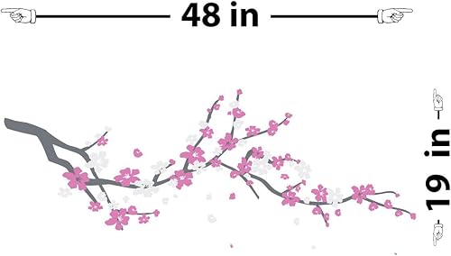Miniatura 5 de Calcomanía de vinilo grande con ramas de cerezo japonés para decoración de habitación de niñas (marrón claro, rosa claro, blanco, 24 x 60 pulgadas)