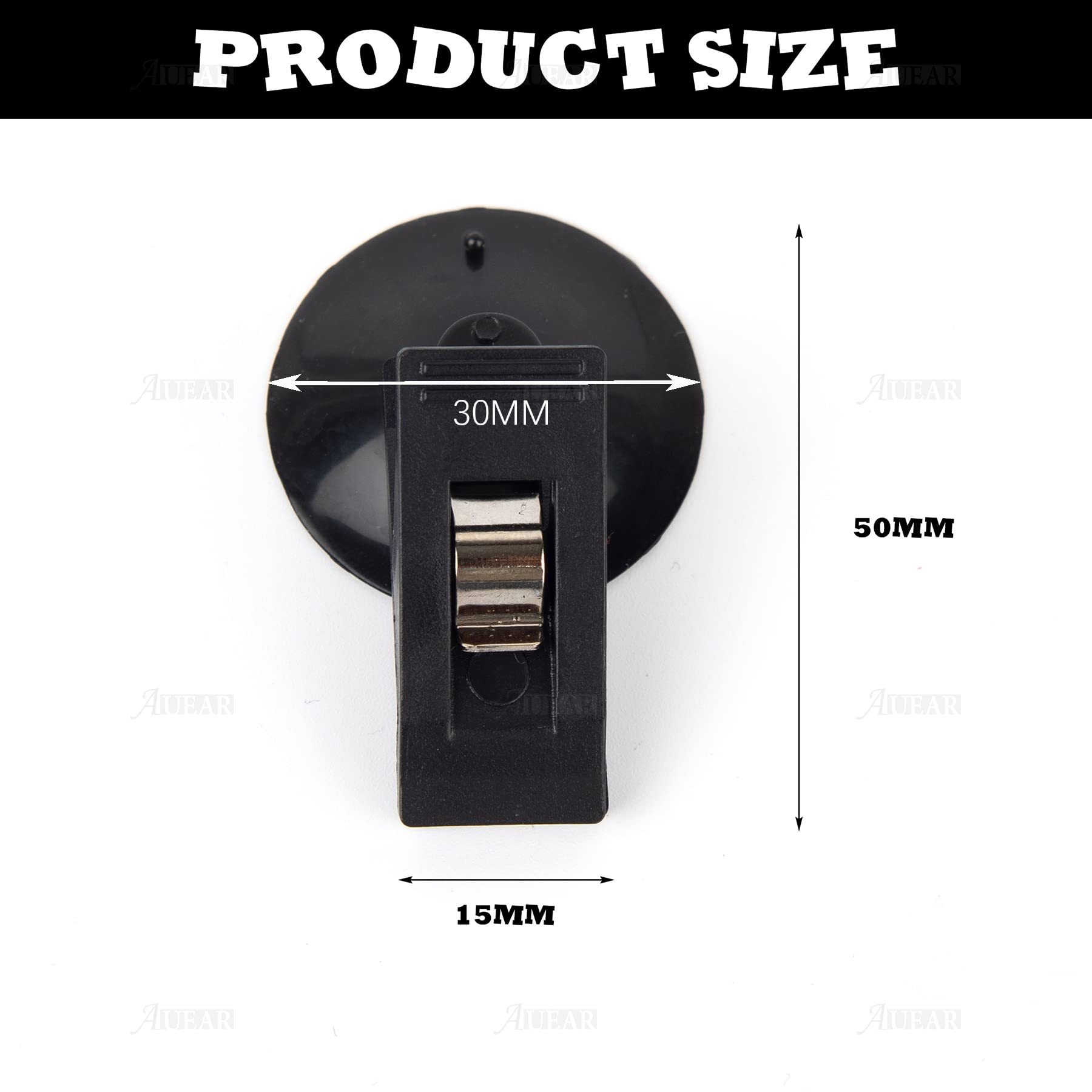 AUEAR, 4 Pack Black Suction Cup Clips Round Holder Multiple Purpose Card Clamp for Car Business Kitchen Office Home Accessories