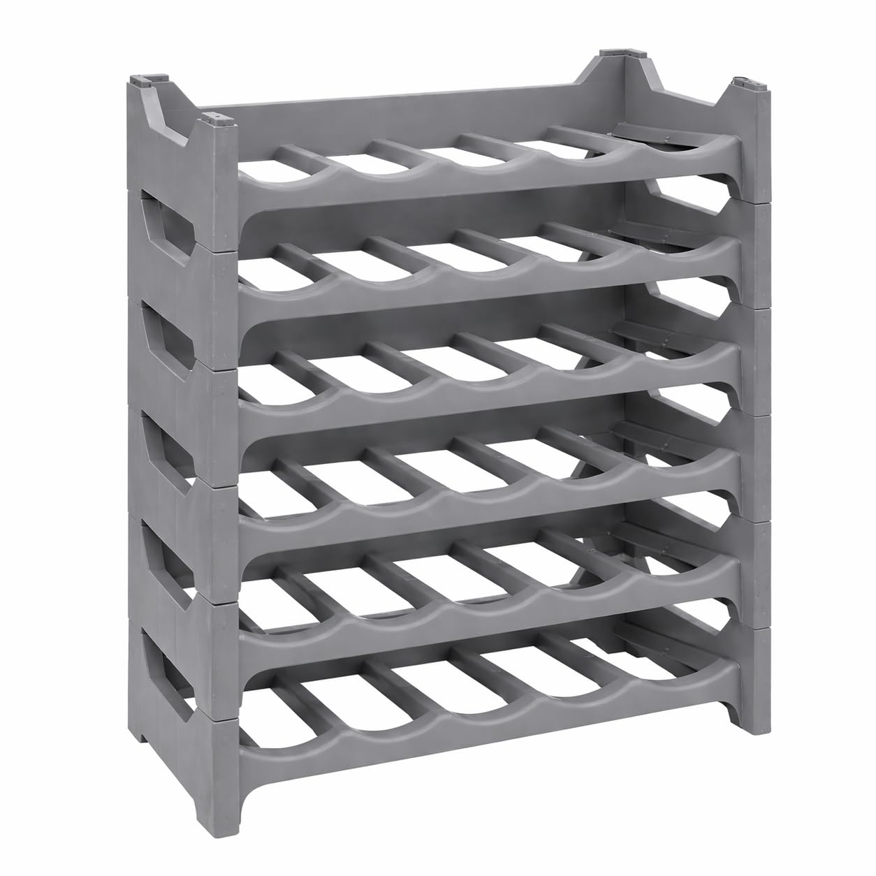 Set Cantinetta Vino Portabottiglie - in Plastica, Eleganti, Impilabili, Lavabile, Modulare, Organizzare e Valorizzare la Tua Collezione, Soluzioni Pratiche, Decorative - (6, Argento)