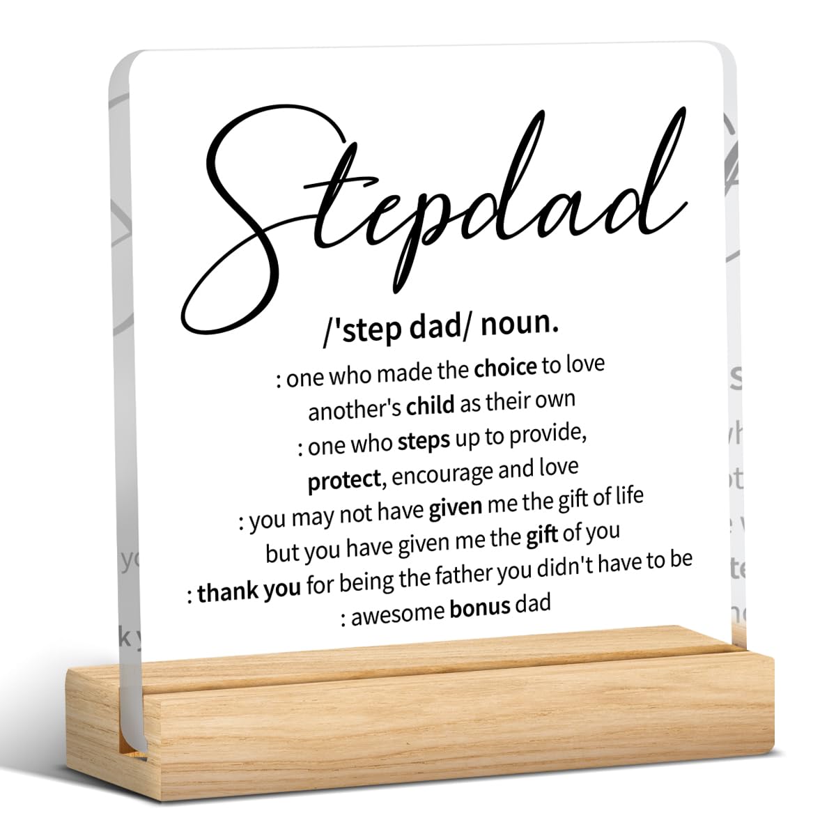Fathers Day Step Dad Gifts Best Stepdad Gifts Funny Stepped Dad Gift for Father Stepfather from Stepdaughter Stepson Step Dad Acrylic Sign Decor 4 x 4 inches