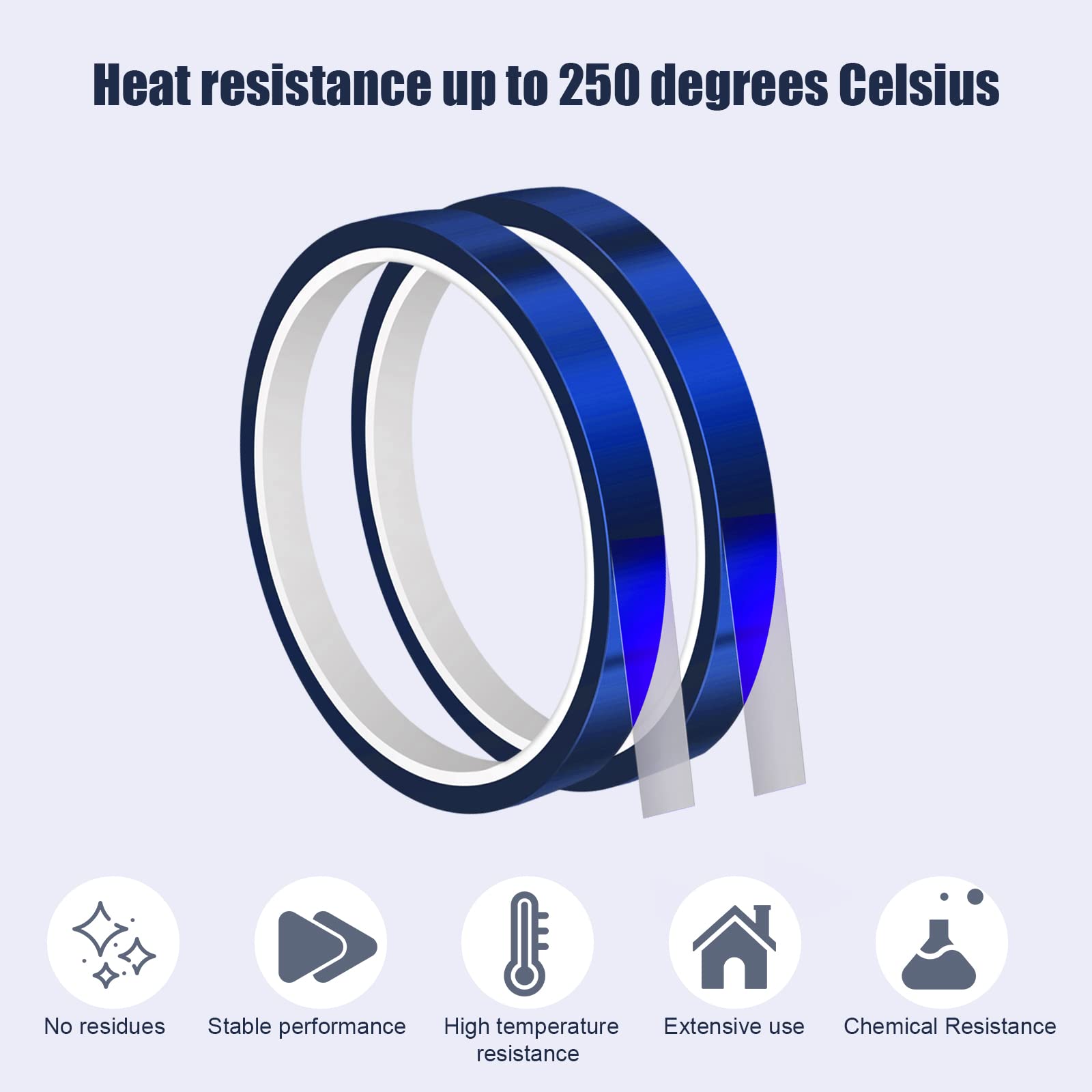 AIEX 2 Rolki 10mm Szerokosc Tasma Termoodporna, Sublimacji Tasma Termoprzewodzaca, Przezroczyste Rolki Tasmy, Przezroczyste Tasmy Izolacyjna do Majsterkowania (Niebieski)
