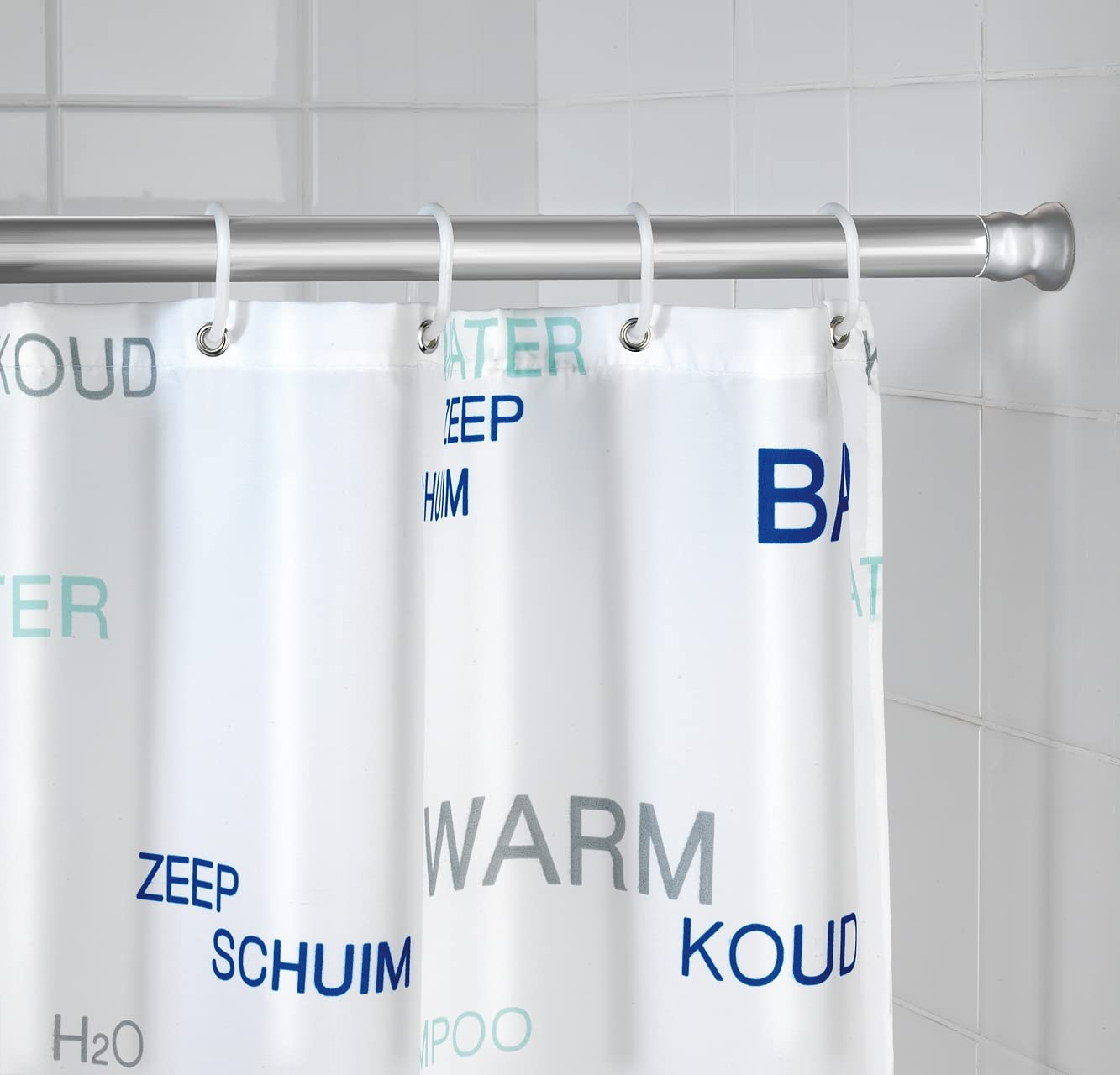 WENKO Barre de douche télescopique en chrome 110-185 cm - Ø 2 cm, Aluminium, 2 x 2 cm, Chromé