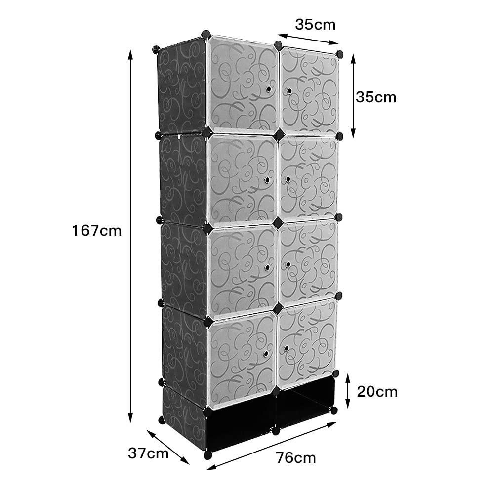 Armario Modular, Guardarropa portátil para Colgar Ropa, 8 Cubo Ropero Combinado, Organizador de Almacenamiento Modular(167*76*37cm)