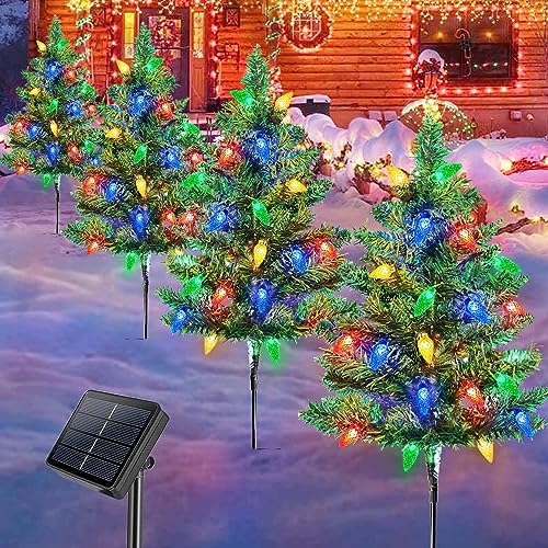 Homeleo 4 Set Solar Weihnachtsbaum mit Beleuchtung, 80 LED C6...