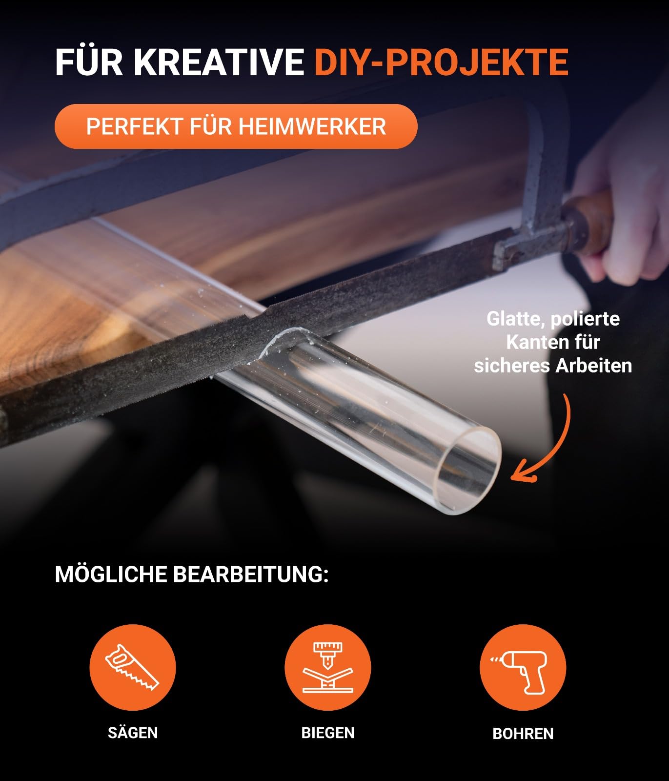 Diconfa Tube En Verre Acrylique - Plastique Transparent - 5 à 500mm - LONGUEUR 100 à 1000mm - SÉLECTION : Diamètre 100/96mm X 180mm ( 18cm ) Incolore Décoration Salon éclairage Meubles