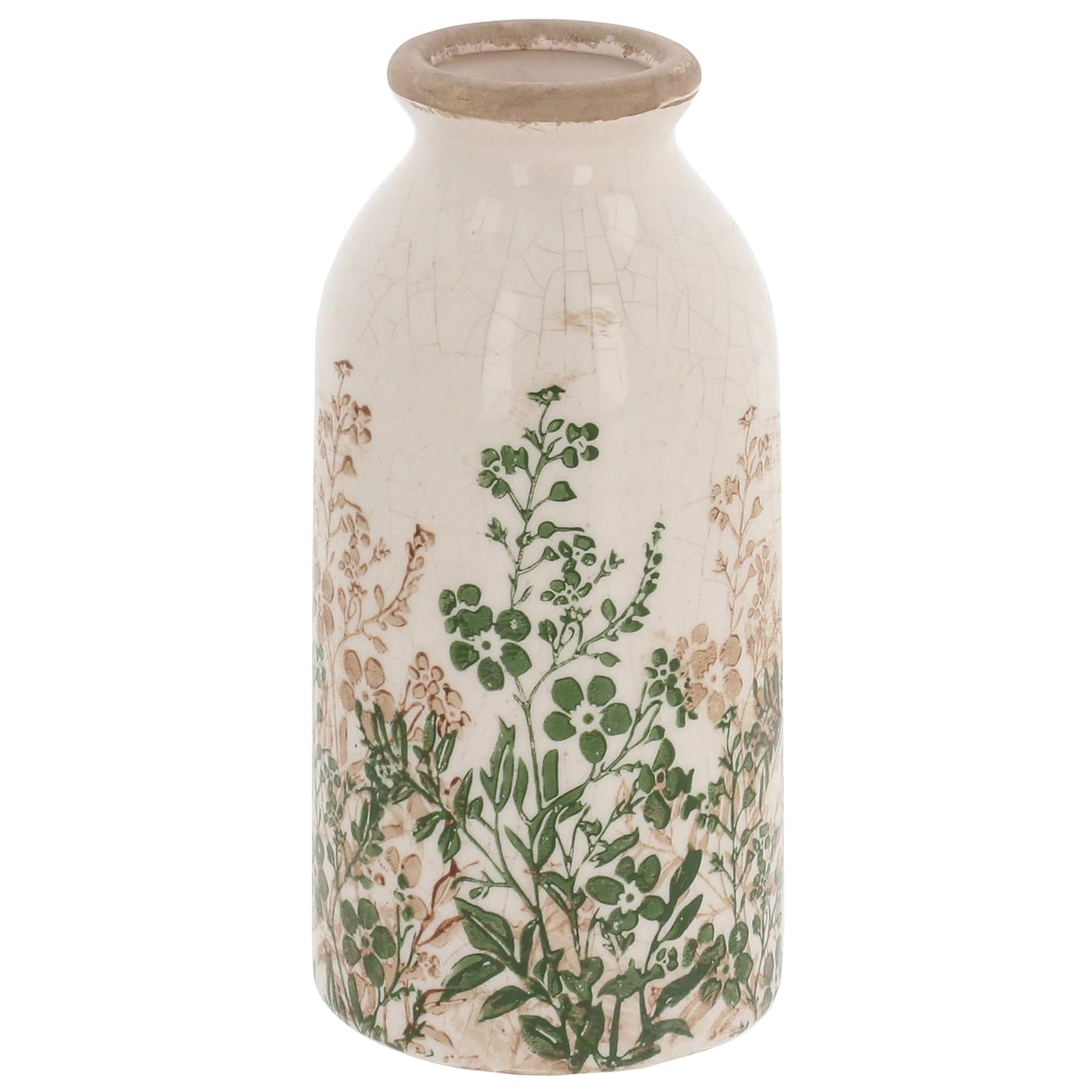 Shudehill Giftware Bottle Vase Small 57 X 36.5 X 36.5Cm Natural Garden Bottle Plum Vases, Cream, Ceramic, Floral Botanical Design (Bottle Vase Small 57 X 36.5 X 36.5Cm)