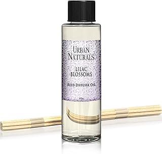 Urban Naturals Reed Diffuser Oil Refill, Lilac Blossoms Oil for Diffuser with Lilac, Violets, Lily of The Valley, 4 oz + Free Reed Sticks, Made in The USA