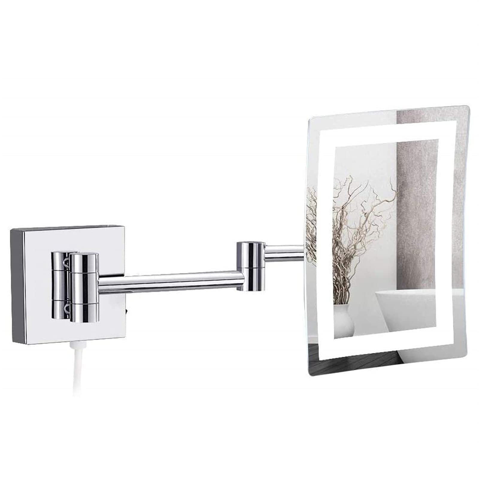 Miroir de Maquillage Mural LED 8 Pouces Grossissement 3X Miroir Vanité Prise
