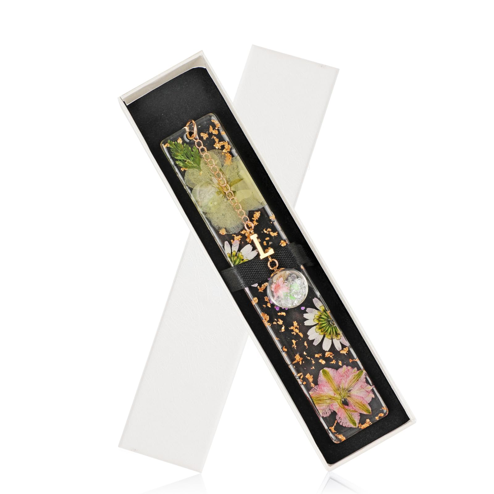 JSRQT Bookmark, Personalised Bookmark, Teacher Gifts, Original Book Mark, Initial L Bookmarks for Women, Cute Pressed Flower Book Marks Women, Lover Gifts for Readers, 26 Letters Page Reading Marker