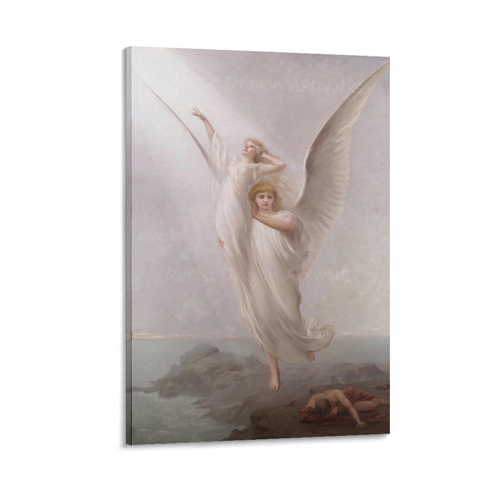 Angel Wings Girl Wall Art Angel Guardian Poster Wall Art Paintings Canvas Wall Decor Home Decor Living Room Decor Aesthetic Prints 12x18inch(30x45cm) Frame-Style