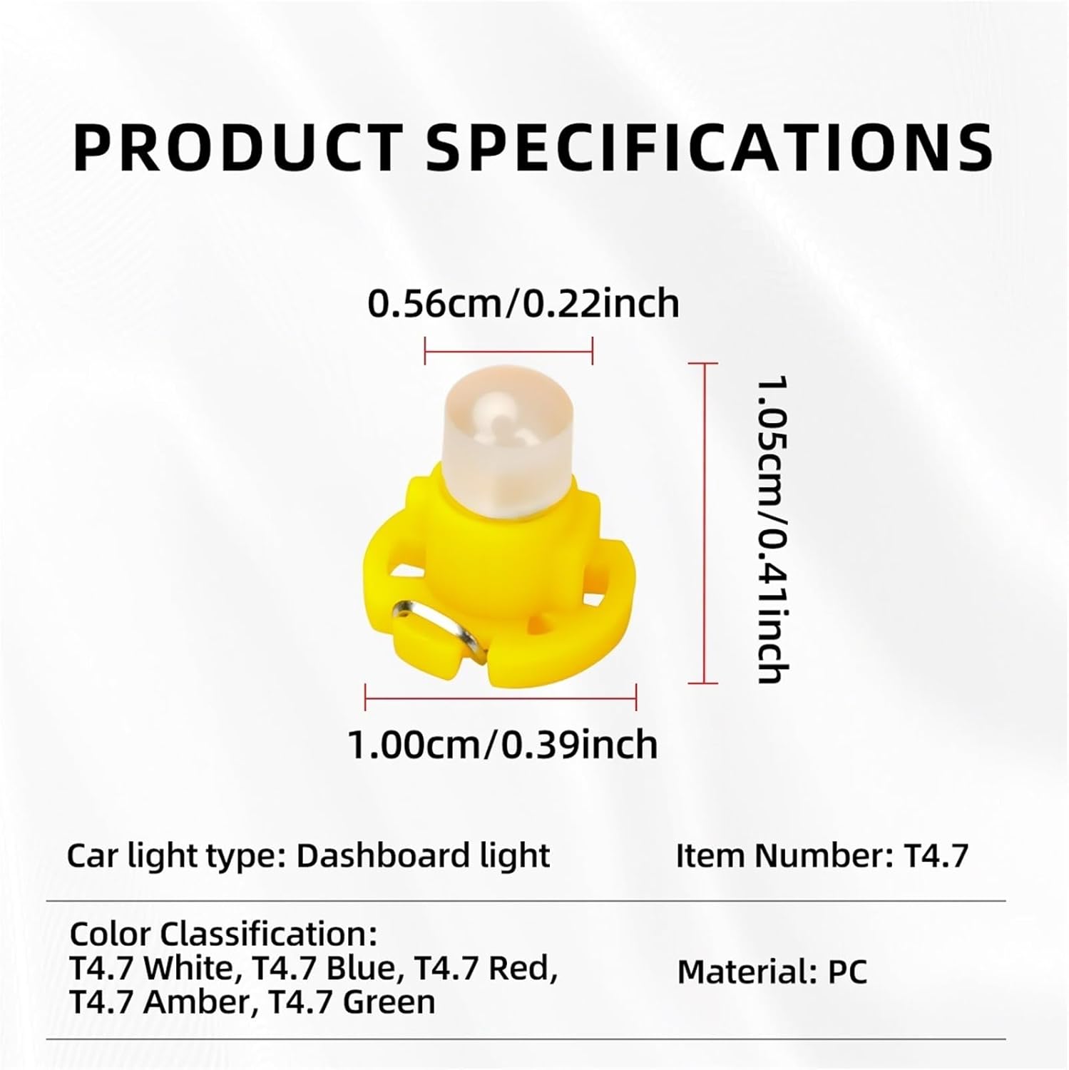10pcs T4.2 LED Bulbs Super Brightness Multicolor Car Interior Dashboard Warning Indicator Light Instrument Lamp 12V Signal Lamp(Yellow)