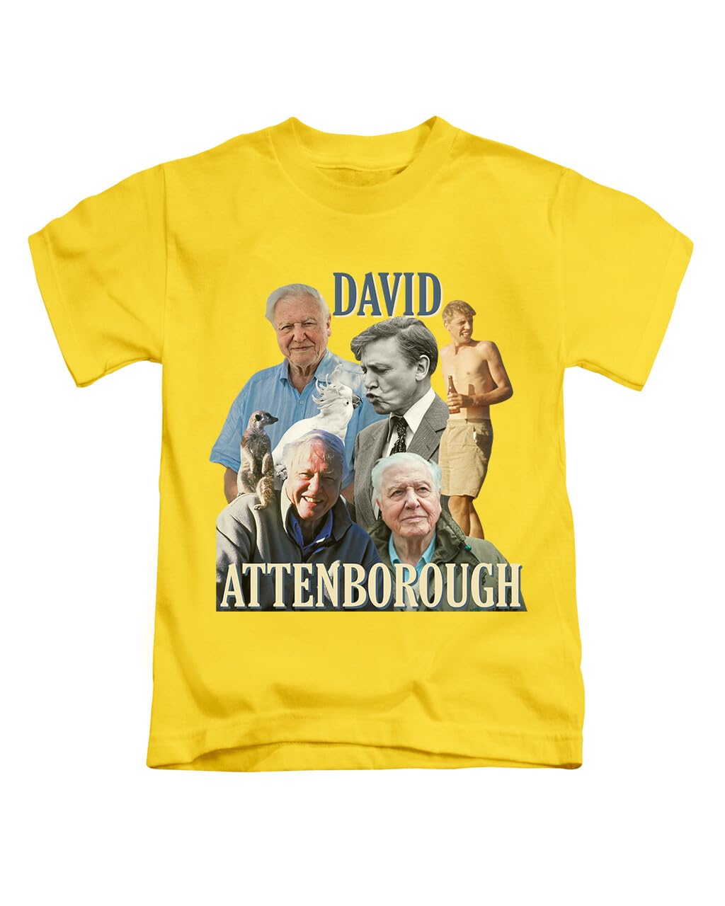 New Spirit Original Unisex Yellow David Attenborough Tee T-Shirt Funny T Shirt Top