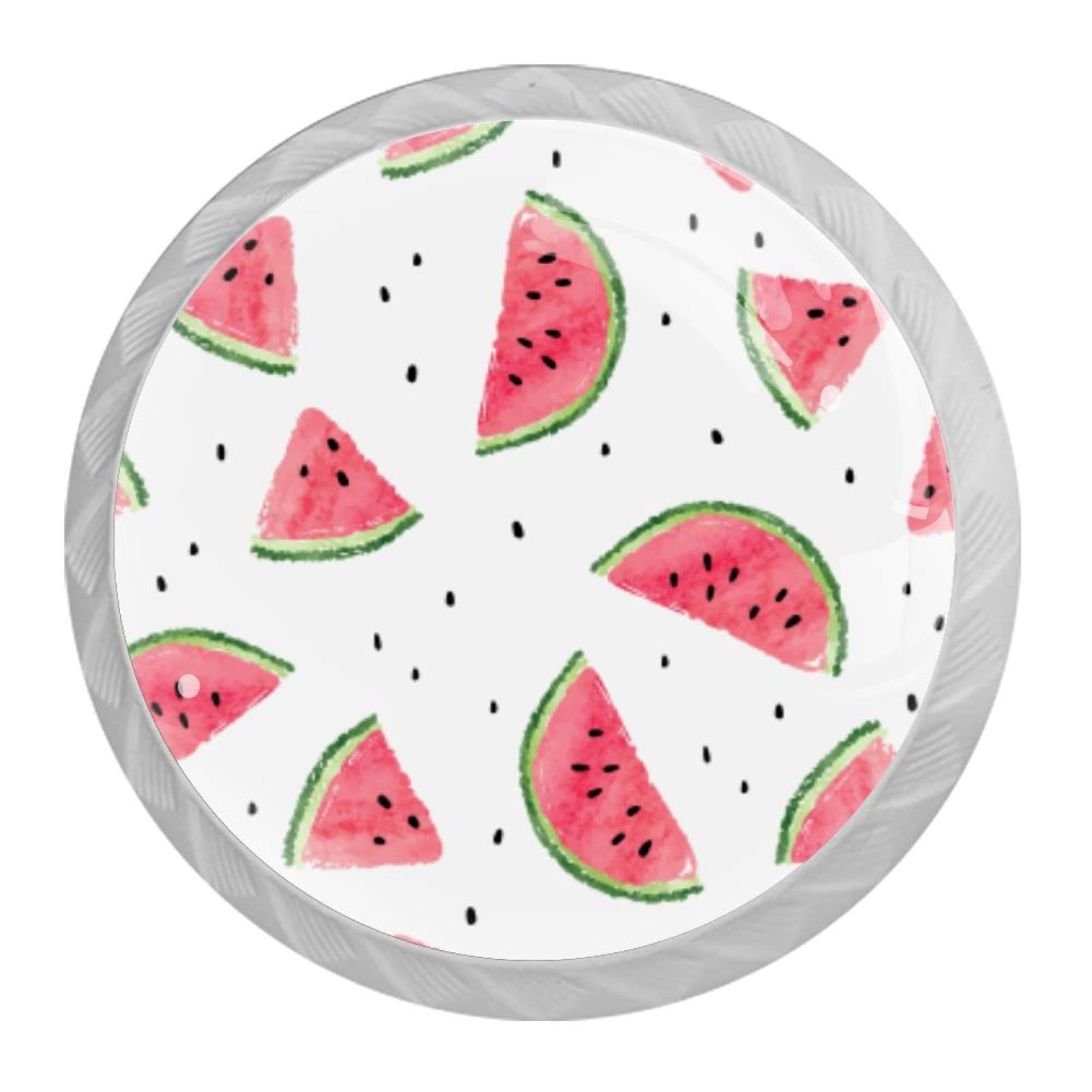 Tqmspg Multi01 4 Pieces Drawer Pulls Watermelon Pattern Door Knobs Dresser Handles For Kitchen Wardrobe Cupboard Hardware Furniture