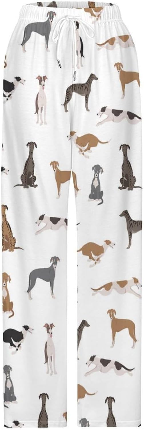 Mens Womens Pajama Bottoms Cute Greyhound Dogs Soft Lounge PJ Pants with Drawstring Pajama Pants