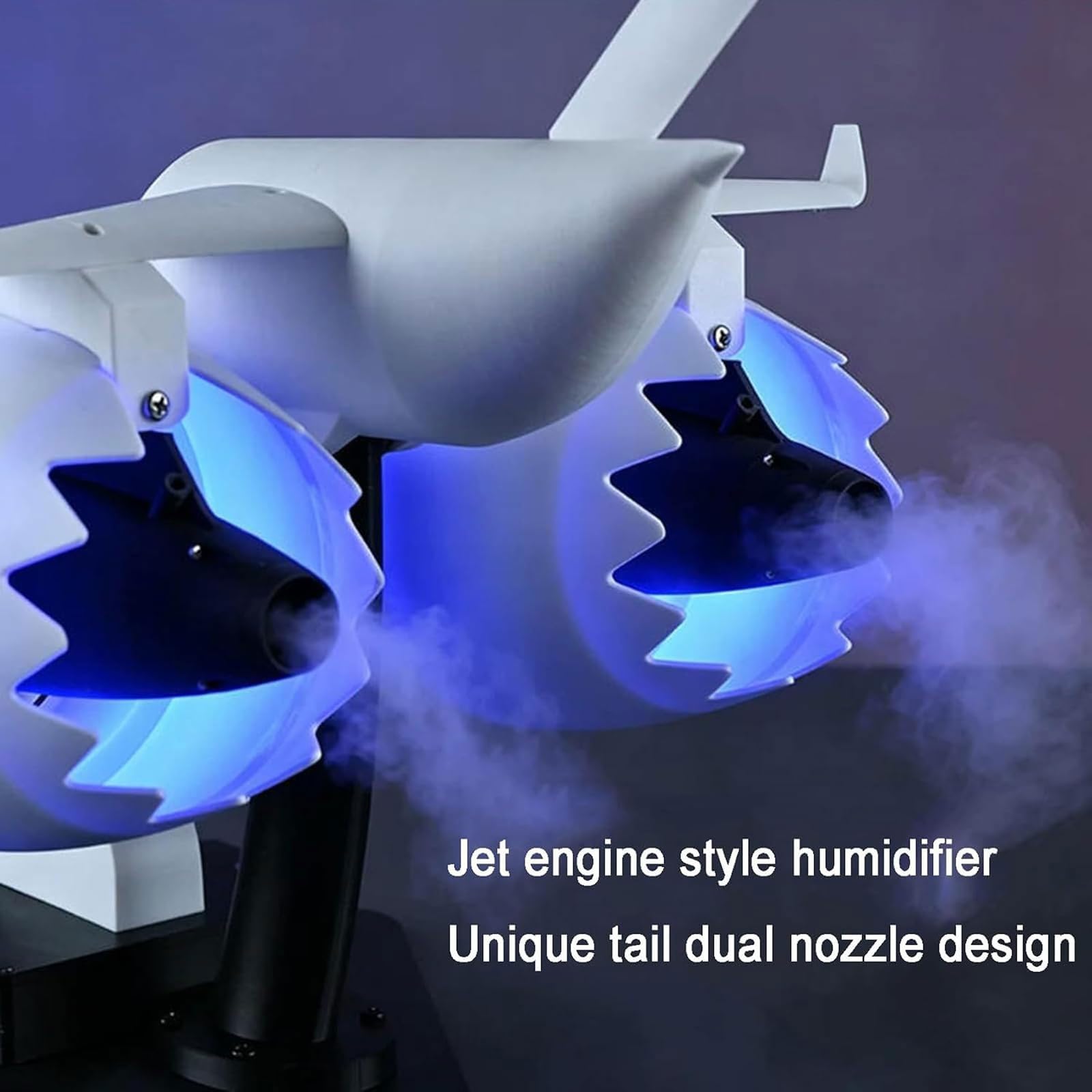 Zestaw modeli turbofanów z podwójnym silnikiem odrzutowym, wentylatorem | Wentylator stacjonarny silnikiem turbo samolotu, oświetlenie otoczenia LED, wentylator nawilżający i chłodzący(Red)