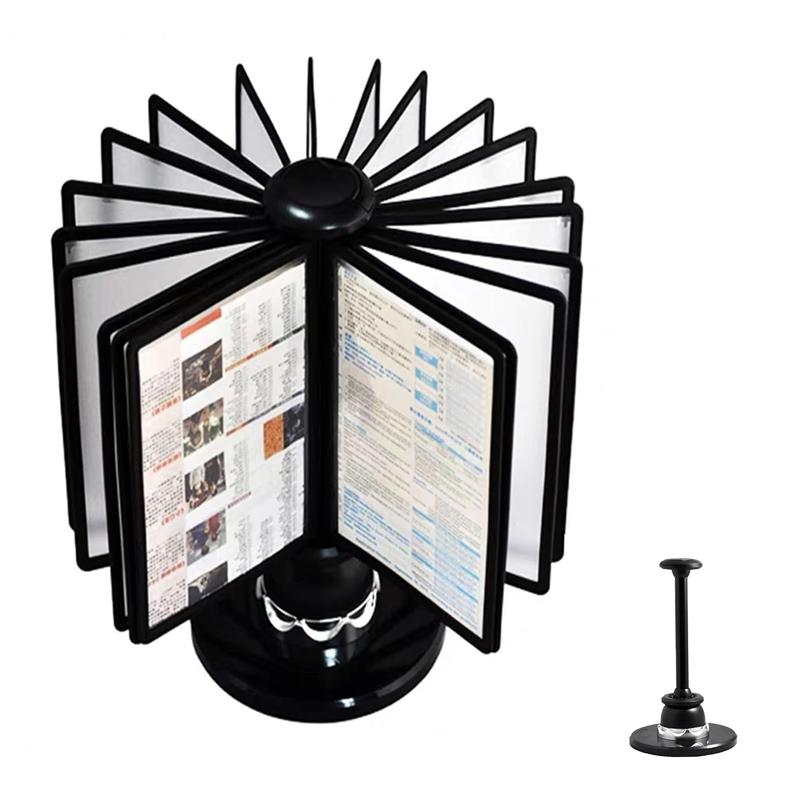JYBNBBE Rotatable Desk Reference Sorter Deluxe Desktop Flip Showcase Folder 20 Double Face Panels 40 Sheet Capacity Office Desk Organizers & Accessories Designed for Office Hotel,Black-20 pages