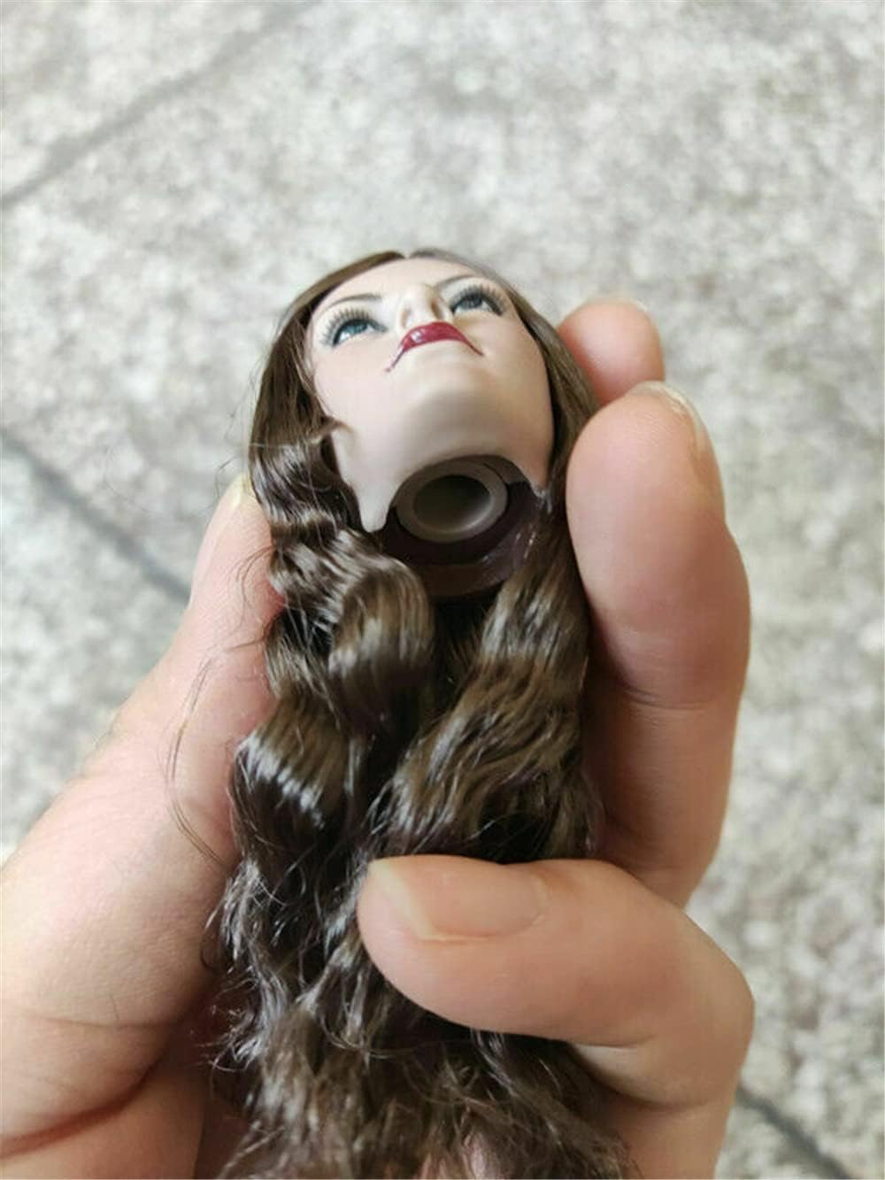 1/6 Scale Female Head Sculpt, European Girl Long Curls Hair Head Carved for 12inch Action Figure Doll (B)