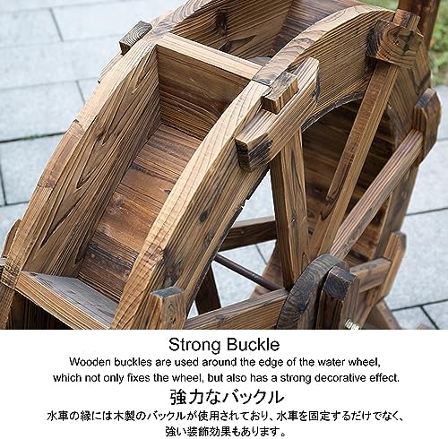 Outdoor Wooden Waterwheel Fountain - Freestanding Garden Decor for Pool Circulation, Rockery Landscaping & Flowing Water Feature
