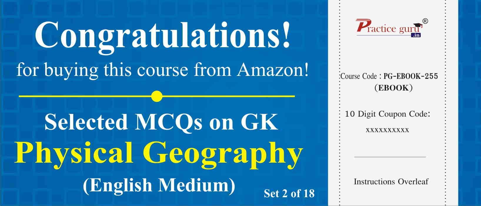 Practice Guru Selected MCQs on GK - Physical Geography Set 2 of 18 (Email Delivery in 2 Hours) (Activation Key Card) (B07JC2Z6KC) Amazon Price History, Amazon Price Tracker