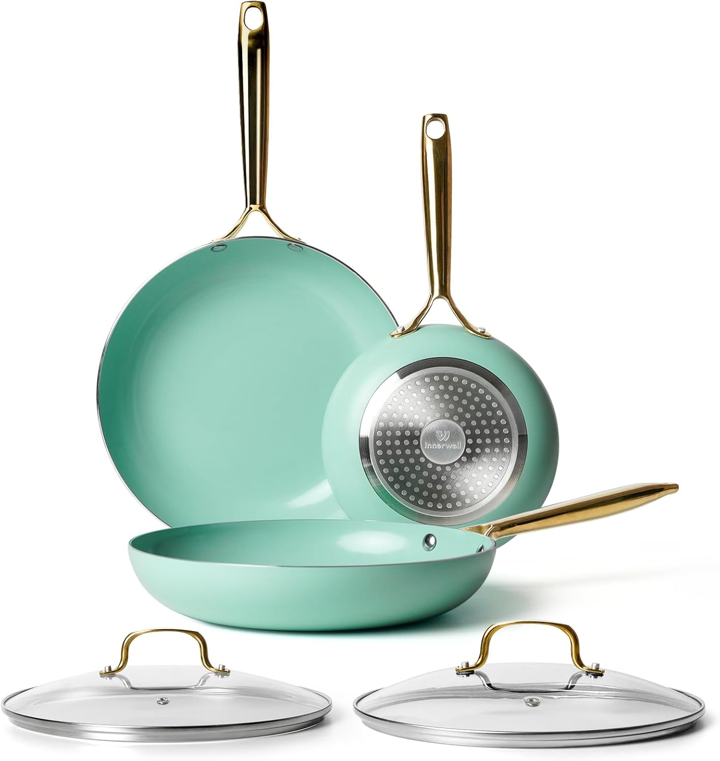 5 Piece Frying Pan Set with Lid, NonStick 8"& 10"&11