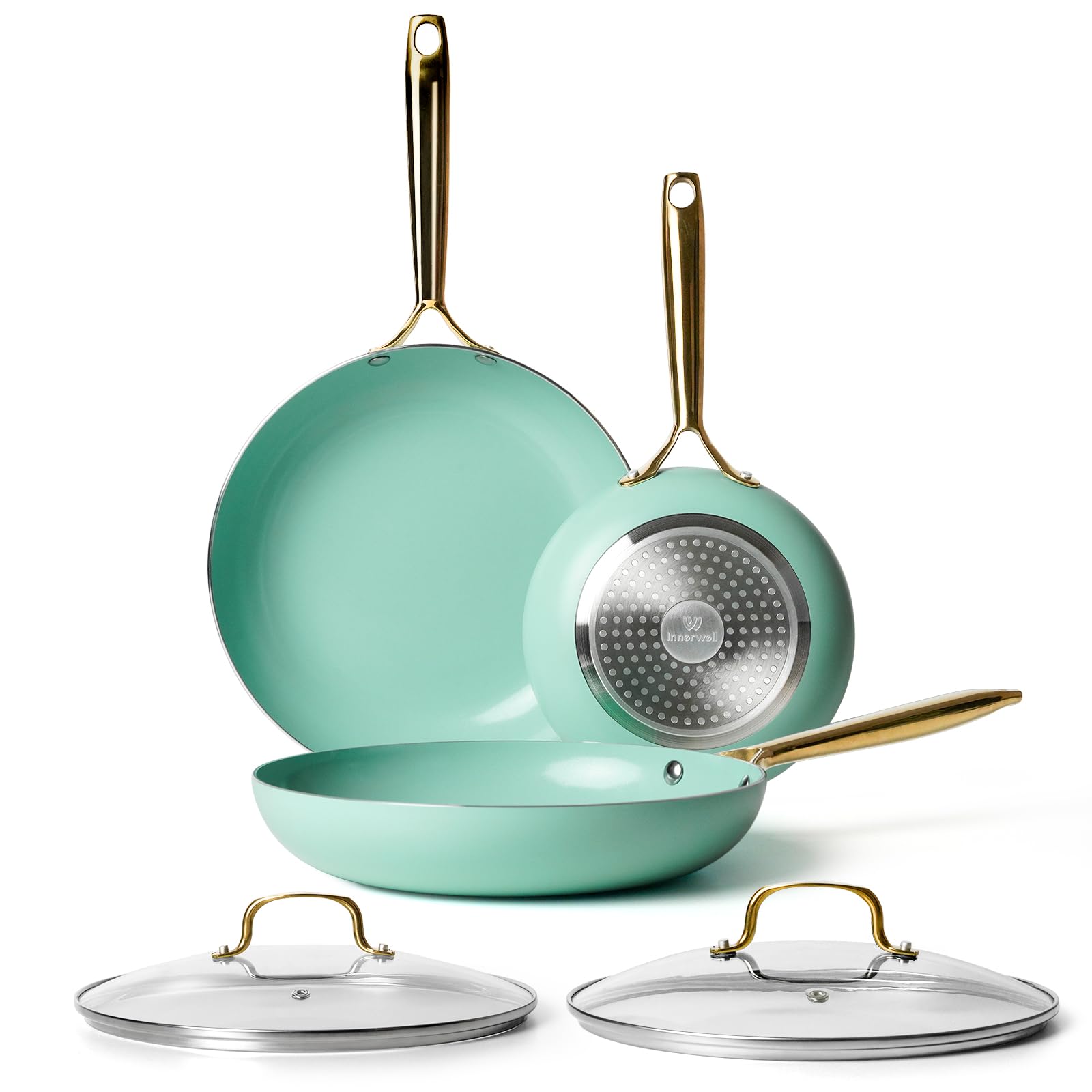 Amazon.co.jp: 蓋付きフライパン5点セット、8インチ、10インチ、11