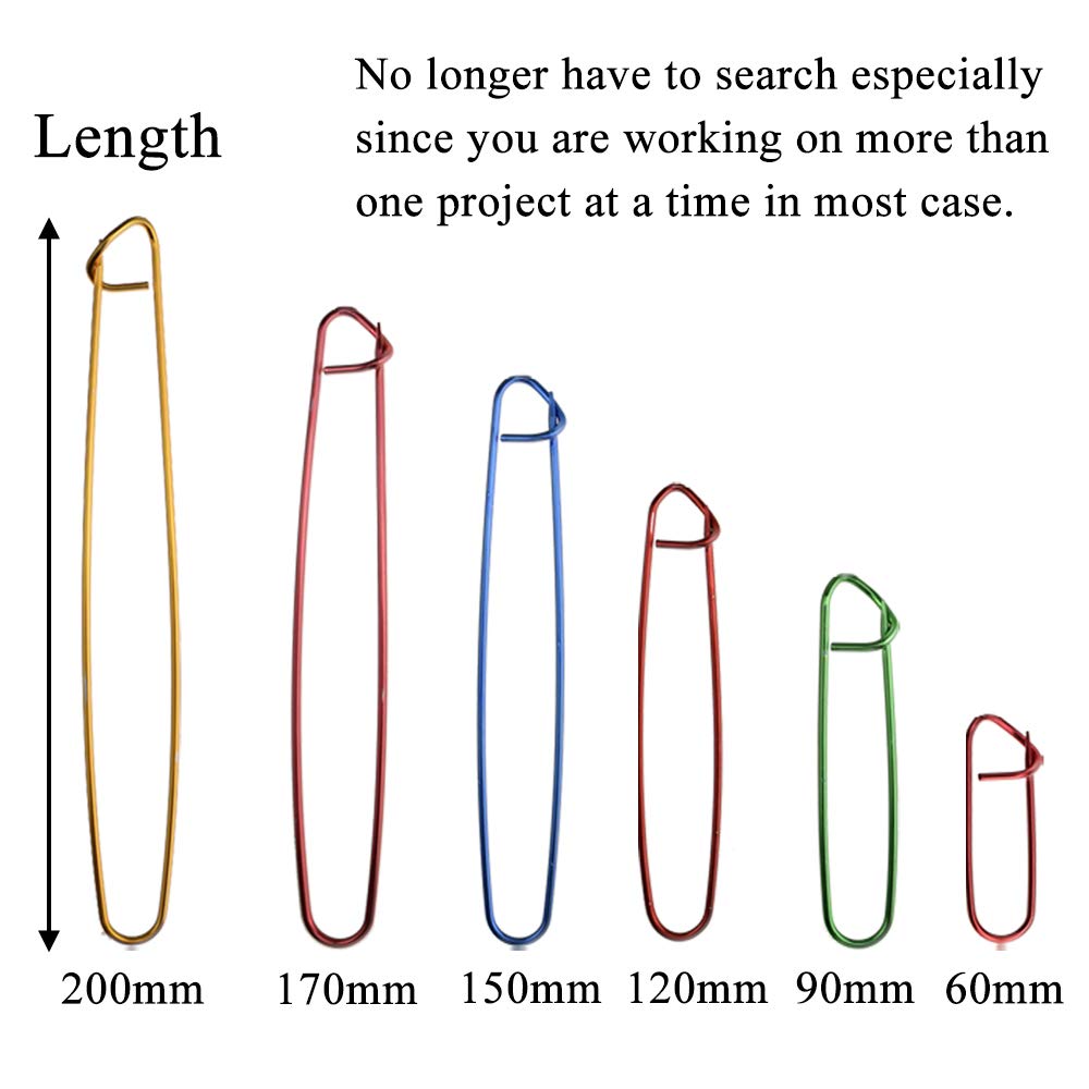 Hahiyo Needles Stitch Holders Set Sturdy Aluminum Mixed Color Safety Pin Cable Knitting Bent Weaving Needle Hooks 18 Pieces for Sweaters Socks Yarn Sewing Crochet Embroidery