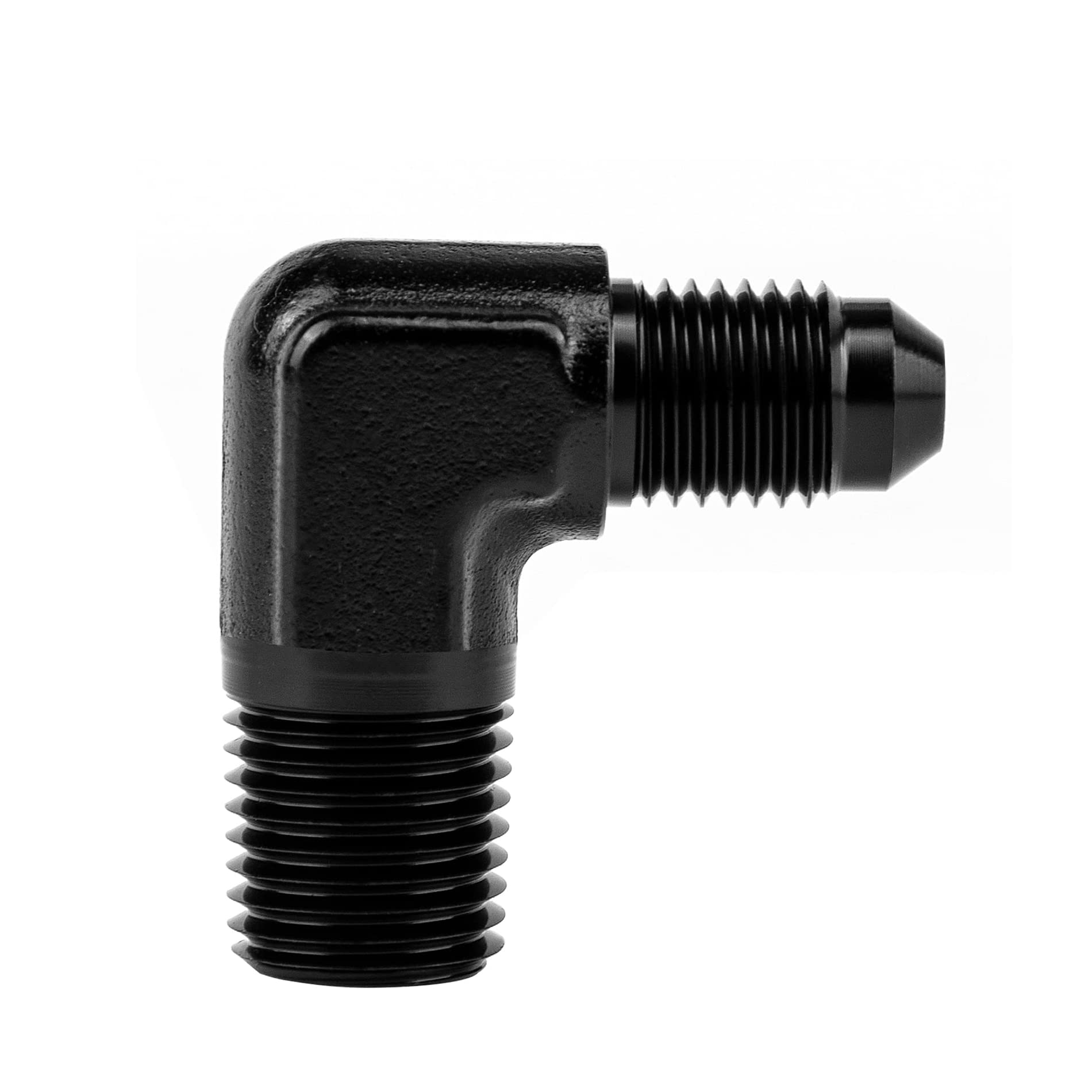 Evita fugas en motores estrechos usando el adaptador 4AN a 1/4 NPT macho de 90 grados