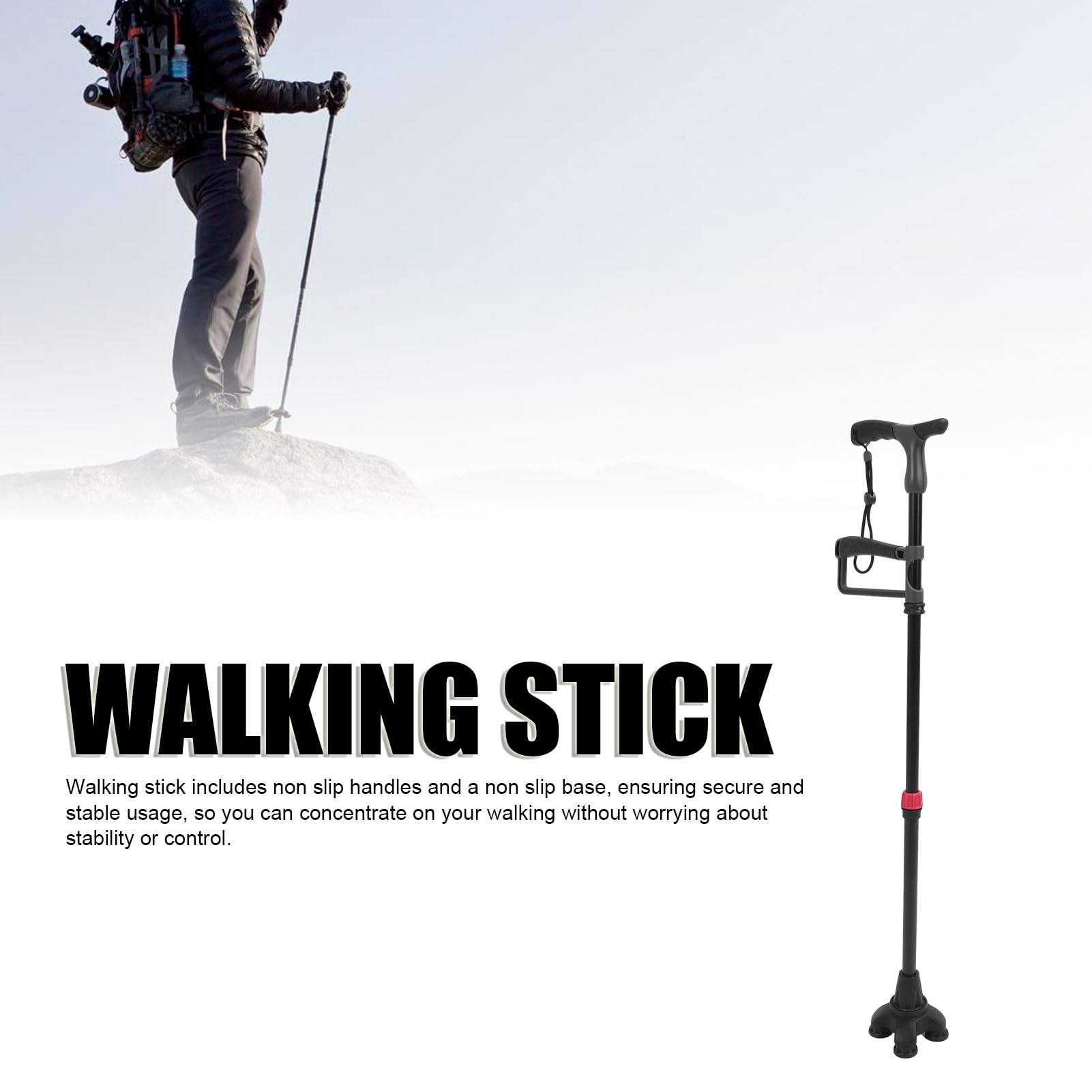 Luocute Escalera de Escalera Ajustable Asistiendo Al Bastón para Personas Mayores, Ayuda para Caminar Escaleras, Palitos de Estabilidad y Movilidad, Caminar por Dispositivos de