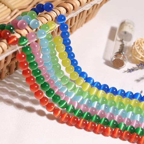 Miniatura 3 de JOE FOREMAN Cuentas redondas de ojo de gato azul océano de 0.315 in para hacer joyas, cuentas redondas de 15 pulgadas con cuentas de piedras