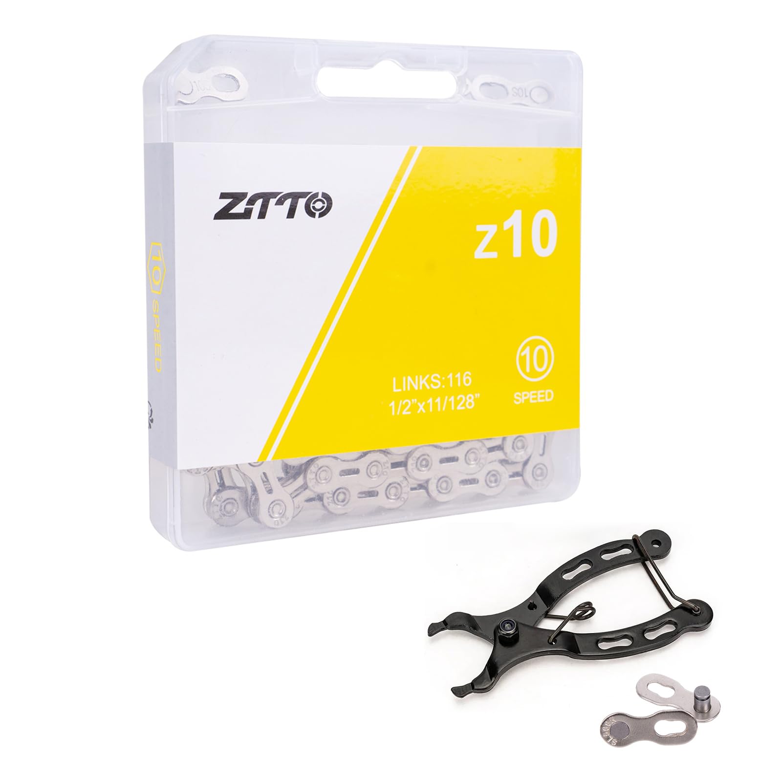 ZTTO Half Hollow 8/9/10/11/12 Speed Bike Chain Kit, Lightweight Silver Mountain Bike Chain with Chain Master Link Pliers and Bicycle Buckles for MTB,