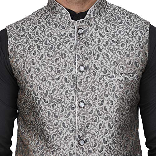 Image of Badoliya & Sons Men's Brocade Zari Nehru Jacket /Waist Coat
