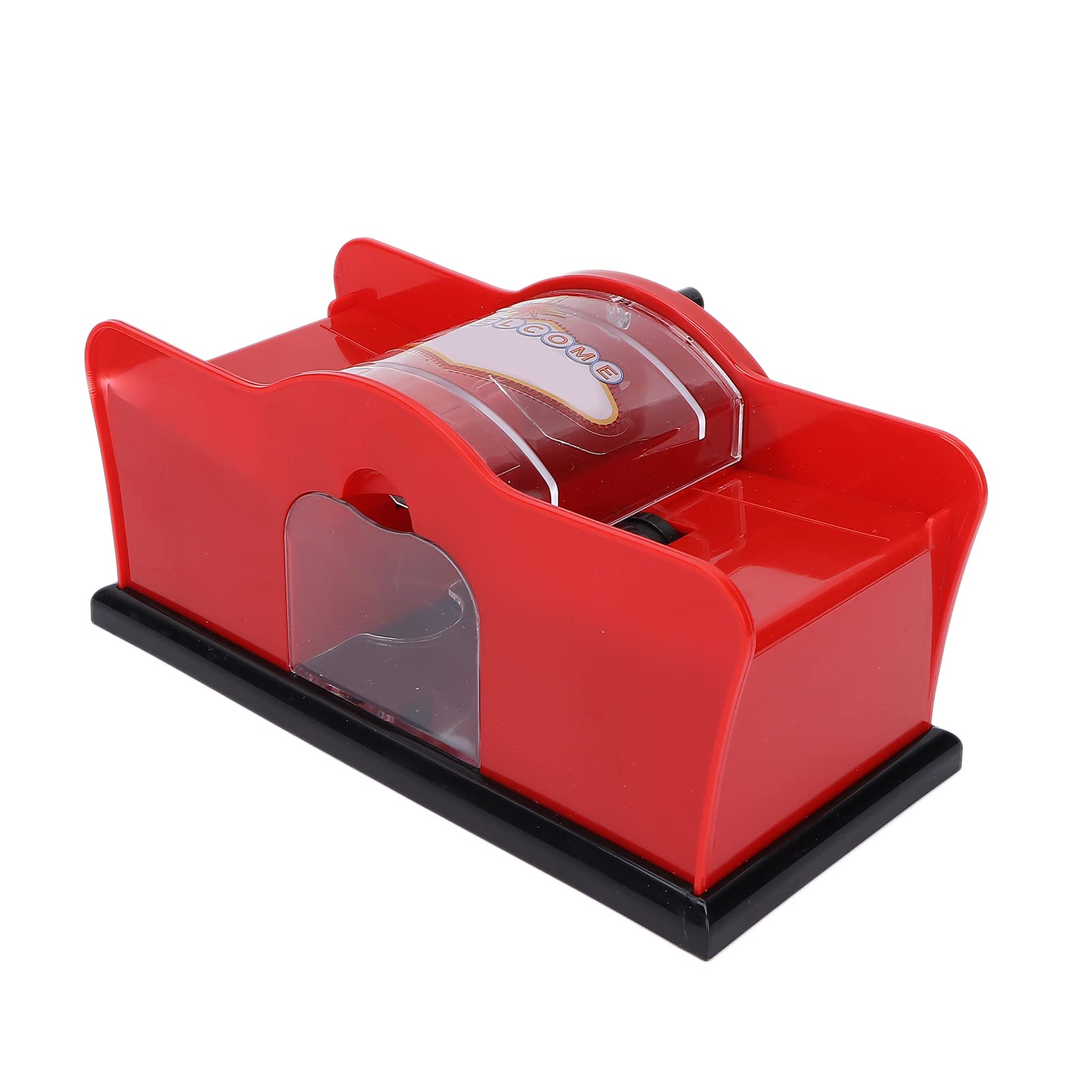 Agatige Manual Card Shuffler, 1?2 Deck Poker Card Shuffler Manual with Hand Crank, Poker Playing Card Casino Card Manual Shuffler Tool for UNO, Poker Games(Red)