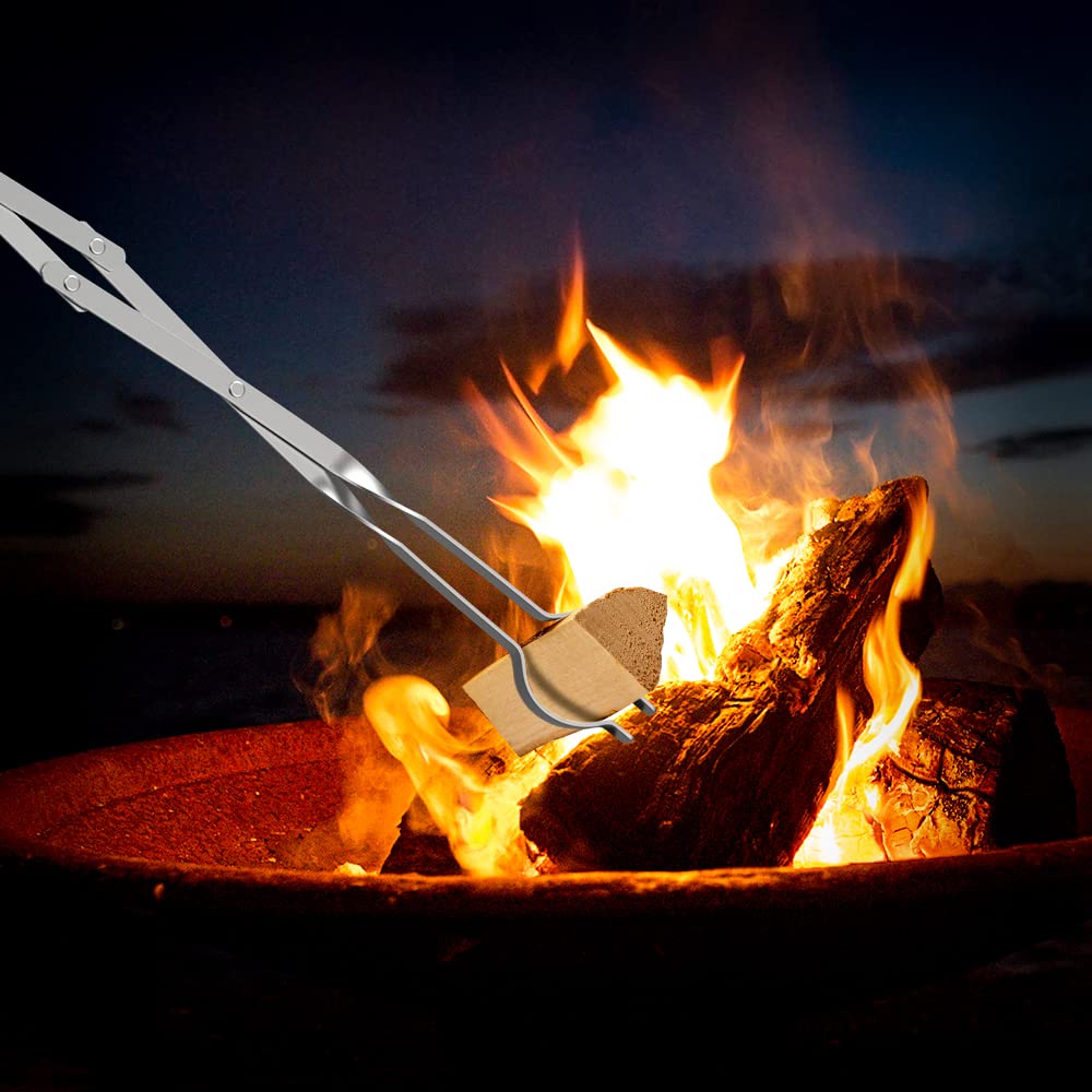 Tisonnier Long En Acier Inoxydable Pour Cheminée Et Barbecue - Manche Bois, Longueur 58,5 Cm - Outil Robuste - 6