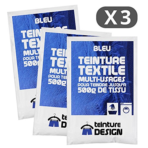 Lote de 3 sobres de Tinte Textil   AZUL   tintes universales para ropa y tejidos naturales
