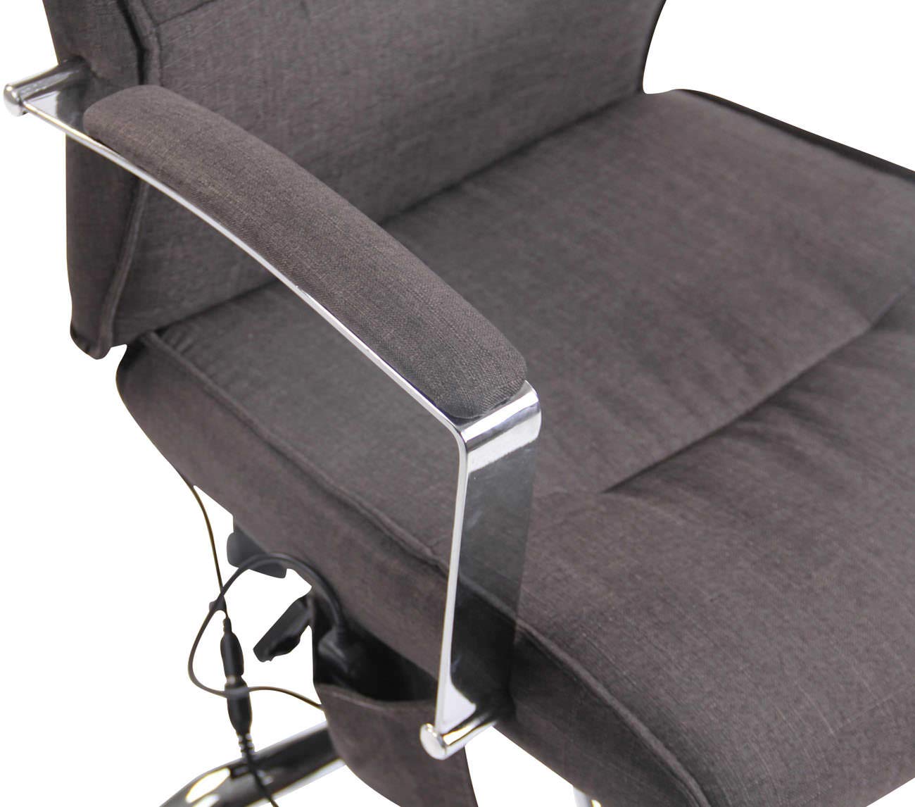 CLP Fauteuil De Bureau Portland Similicuir Ou Tissu avec Fonction Massage I Hauteur Réglable I Chaise De Bureau Pivotante Piètement Métallique, Couleur:Gris foncé, Matériel:Tissu