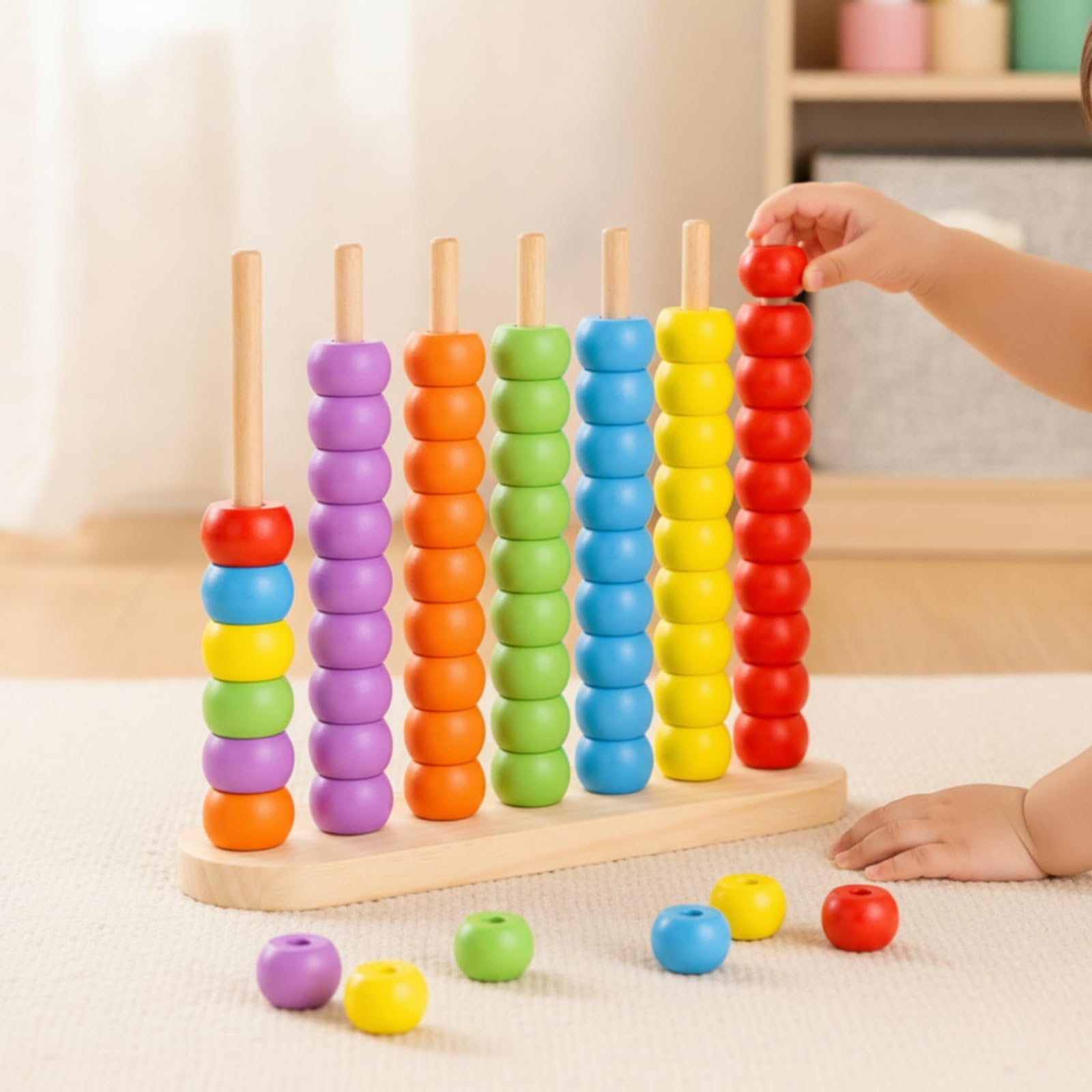 Boulier en Bois Mathématique Boulier avec Tiges Coloré pour Enfants, Bébés, Maison, Maternelle