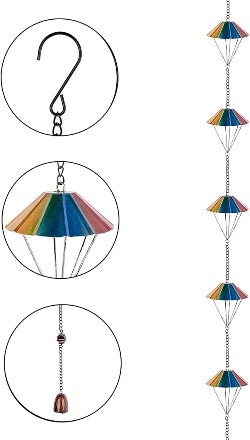 Rain Chain for Gutters 9.7FT Rain Catcher Chain with 10 Cups,Replacement for Downspout,Easy Install Outdoor Rainwater Decor for Garden, Patio, House Eaves