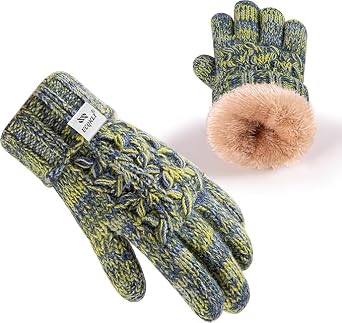 Kids Toddler Winter Warm Fleece Lined Gloves for Girls Boys, Thick Thermal Cute Knit Gloves for Cold Weather