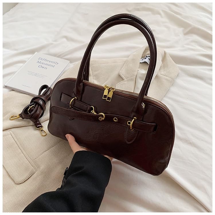 Vent grille door Ladies waxed leather bag crossbody bag(Brown)3