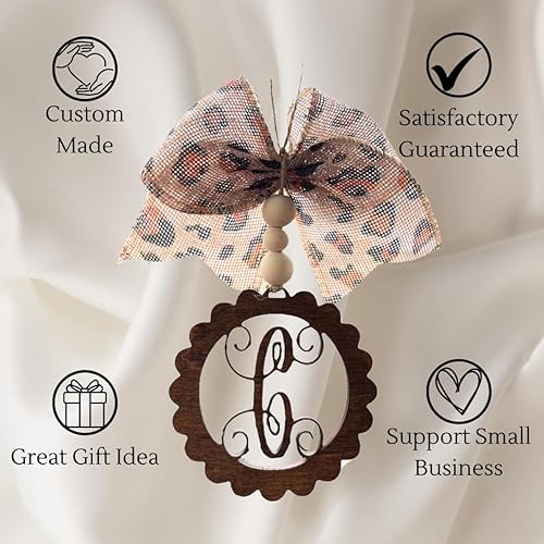 Miniatura 3 de Abalorio personalizado para coche, espejo retrovisor, accesorios de regalo, hechos a mano, madera, leopardo, arpillera, negro, blanco, rojo, negro,