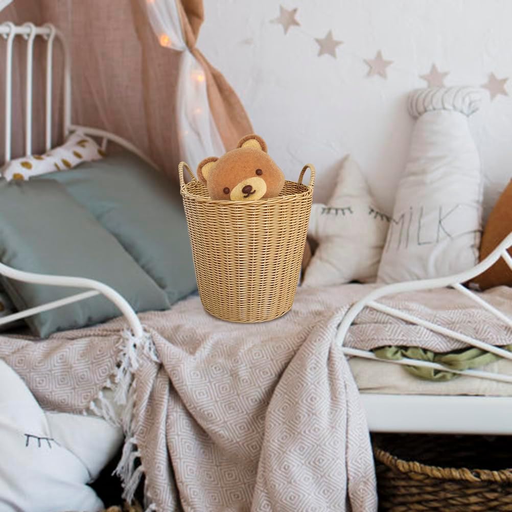 BESTOYARD 1Pc Plastic Woven Laundry Basket, Portable, Foldable, Imitation Rattan, Large Capacity, Ideal for Minimal Spaces