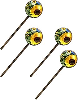 Pasador de pelo amarillo para mujer, 4 unidades, girasol, campo de girasol, color amarillo, flor de verano, accesorios