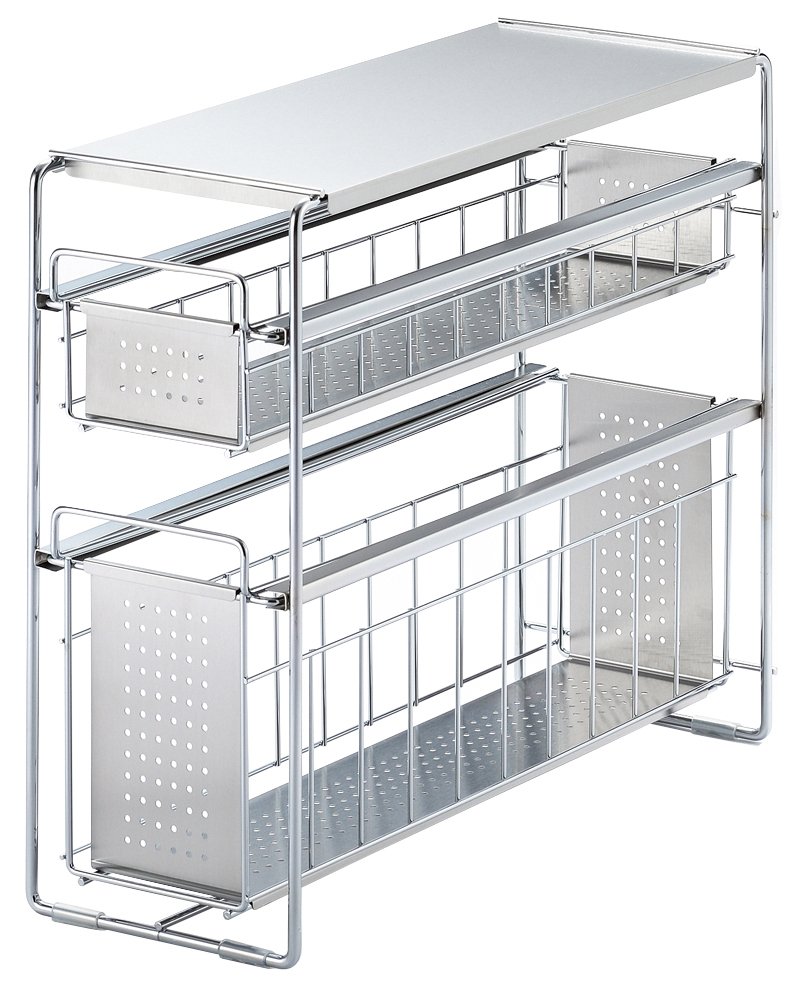 Amazon.co.jp: ヨシカワ 日本製 シンク下スライド収納 2段 幅15