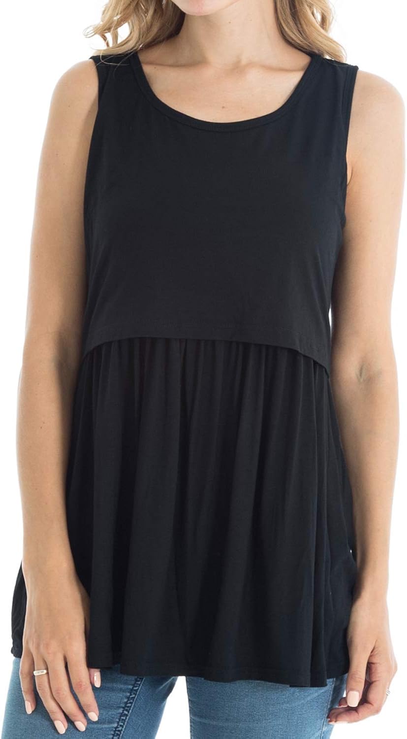 Bearsland Women's Maternity Nursing Tank Tops Sleeveless Scoop Neck Breastfeeding Shirt Pregnancy Clothes at  Women’s Clothing store